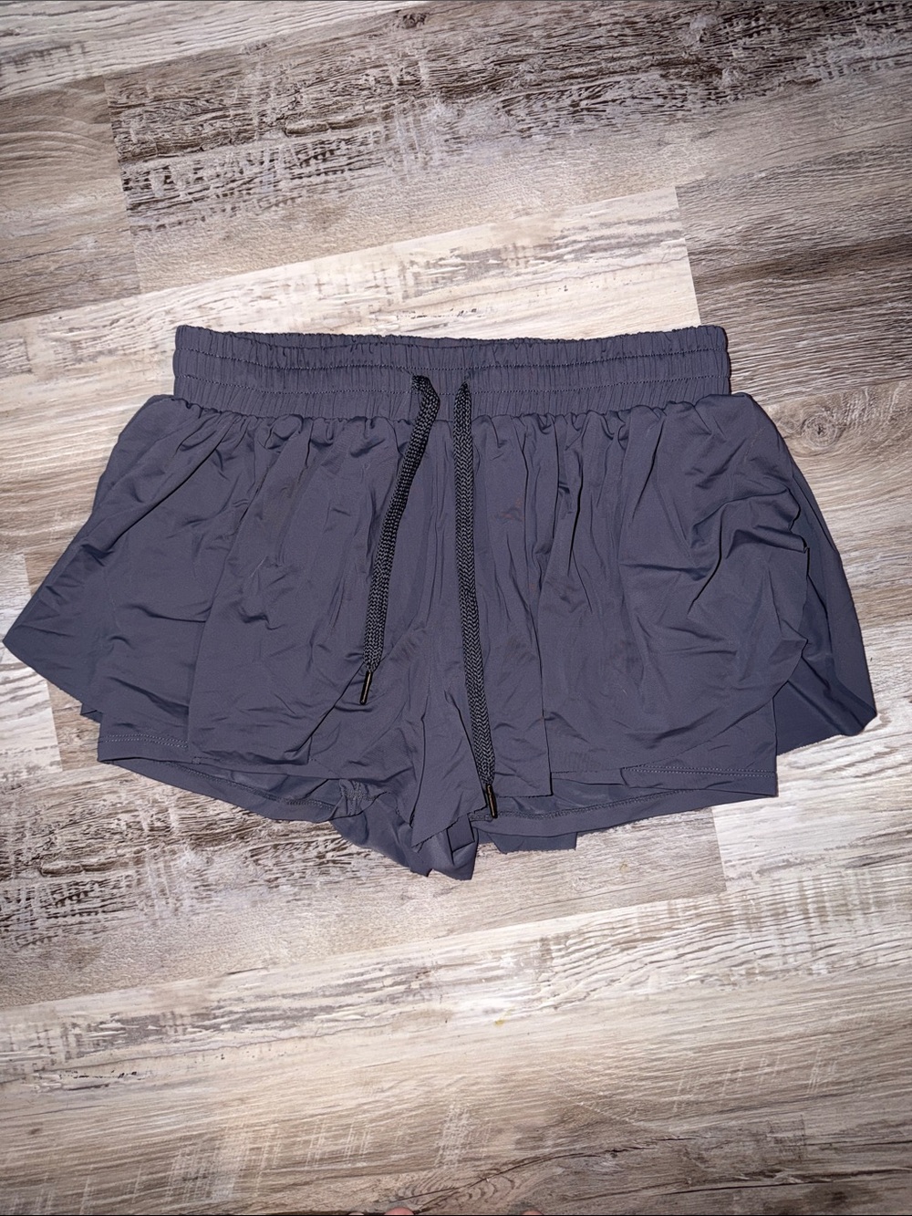Women's Charcoal Athletic Layered Shorts with Drawstring